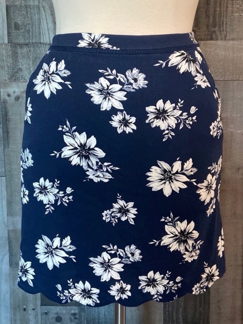 Skies Are Blue Navy Floral A-Line Skirt